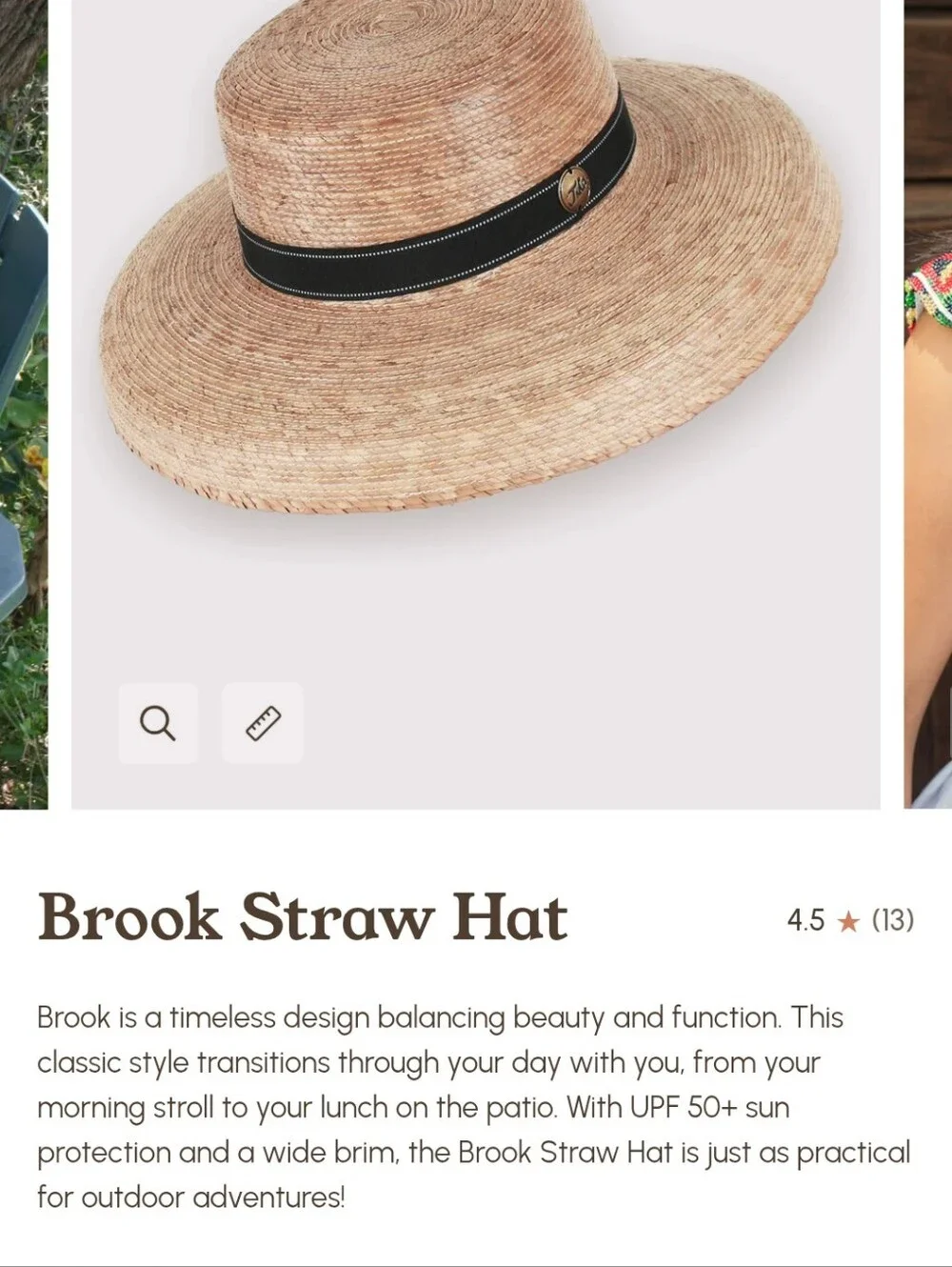 Wide Brim Straw Sun Hat with Black Ribbon - Picture 7 of 7